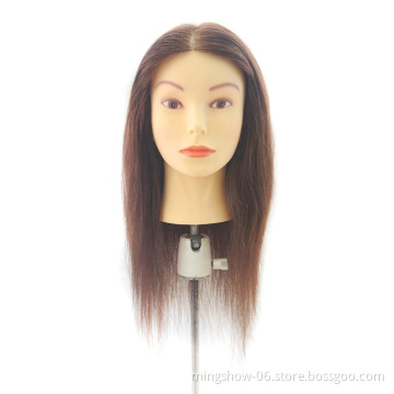 100% Real Hair Mannequin Head with Stand,Hairdressers' Practice Training Head